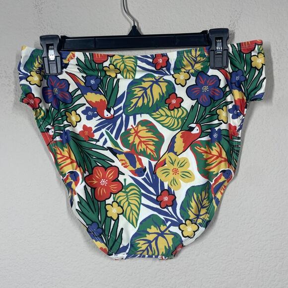ModCloth 2X The Franky High Waisted Bikini Bottom Swimwear Green Floral Jungle - Picture 3 of 10